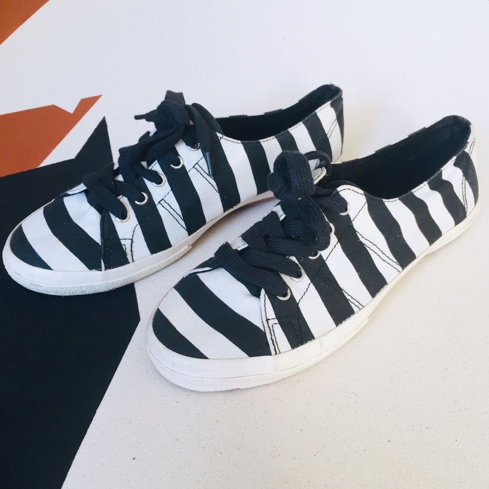 🦓Superga-Style Zara Striped Canvas Lace-Up Shoes